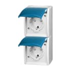 BUSCH-JAEGER - SCHUKO Doppelsteckdose Safety+ senkrecht mit Klappdeckel grau/blaugrün - ocean