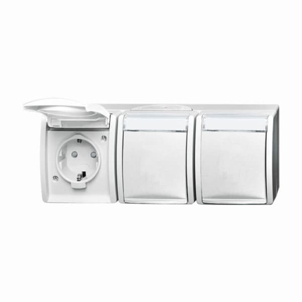 BUSCH-JAEGER - SCHUKO Dreifachsteckdose Safety+ mit Klappdeckel 16 A alpinweiß - ocean