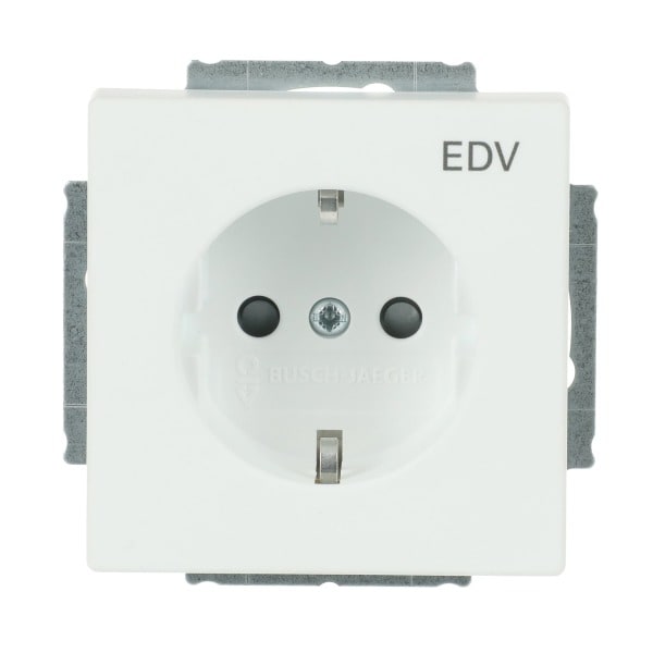 BUSCH-JAEGER - SCHUKO Steckdosen-Einsatz Safety+ mit Aufdruck EDV studioweiß matt -Plattform 63