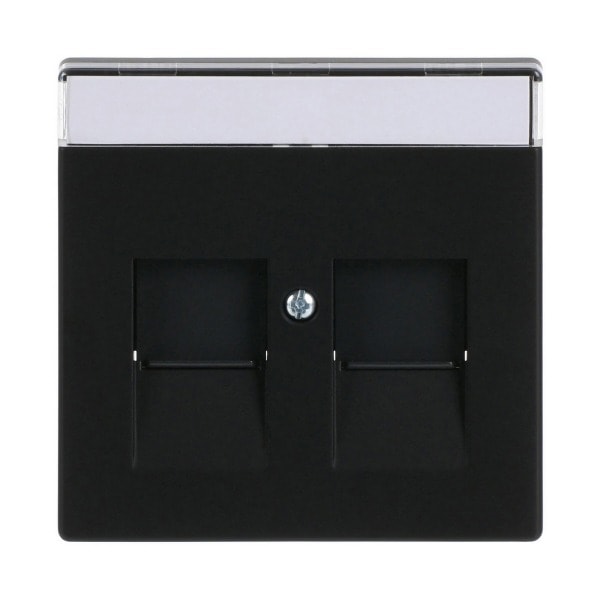 BUSCH-JAEGER - Zentralscheibe Modular-Jack 2-fach mit Beschriftung schwarz matt - Plattform 63