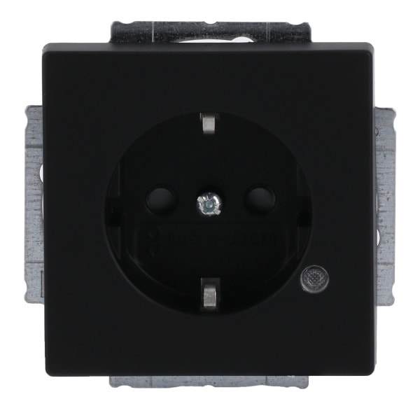 BUSCH-JAEGER - SCHUKO Steckdosen-Einsatz Safety+ mit Kontrolllicht schwarz matt - Plattform 63