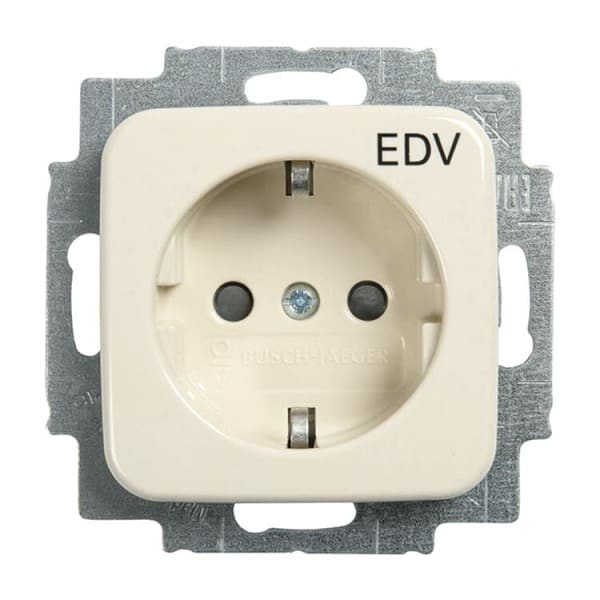 BUSCH-JAEGER - SCHUKO Steckdosen-Einsatz Safety+ mit Aufdruck EDV weiß - Duro 2000 SI