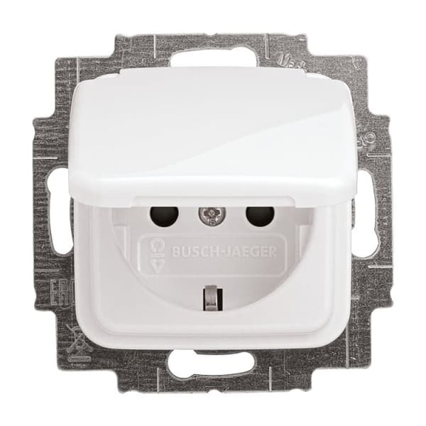 BUSCH-JAEGER - SCHUKO Steckdosen-Einsatz Safety+ mit Klappdeckel alpinweiß - Reflex SI