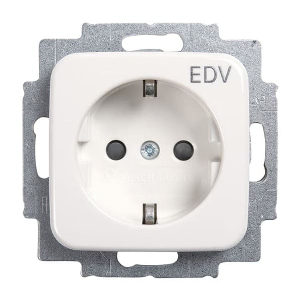 BUSCH-JAEGER - SCHUKO Steckdosen-Einsatz Safety+ mit Aufdruck EDV alpinweiß - Reflex SI