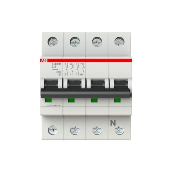 ABB - Leitungsschutzschalter 3+N-polig Charakteristik C Bemessungsstrom 3A 6kA