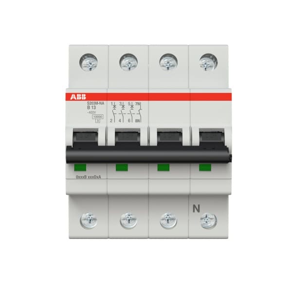 ABB - Leitungsschutzschalter 3+N-polig Charakteristik B Bemessungsstrom 13A 10kA