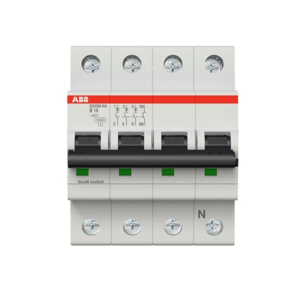 ABB - Leitungsschutzschalter 3+N-polig Charakteristik B Bemessungsstrom 16A 10kA