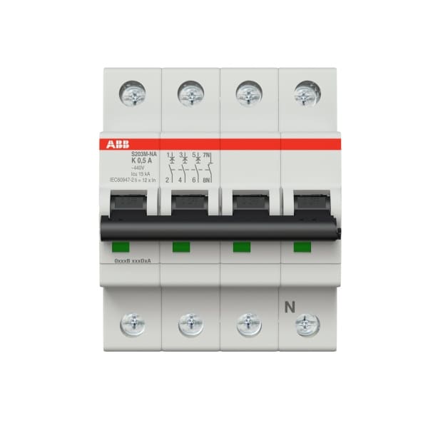 ABB - Leitungsschutzschalter 3+N-polig Charakteristik K Bemessungsstrom 0.5A 10kA