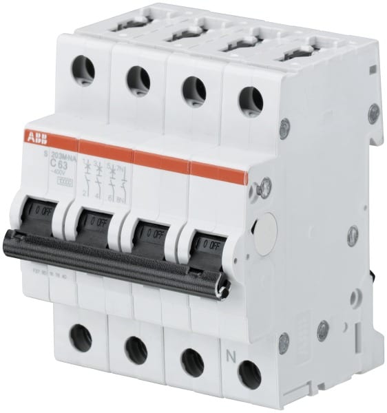 ABB - Leitungsschutzschalter 3+N-polig Charakteristik C Bemessungsstrom 63A 10kA