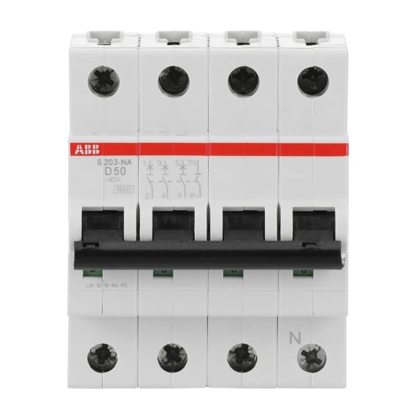ABB - Leitungsschutzschalter 3+N-polig Charakteristik D Bemessungsstrom 50A 6kA