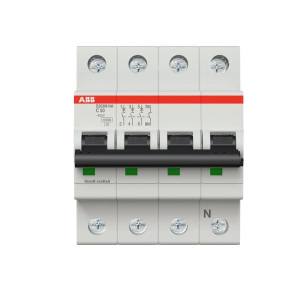 ABB - Leitungsschutzschalter 3+N-polig Charakteristik C Bemessungsstrom 50A 10kA