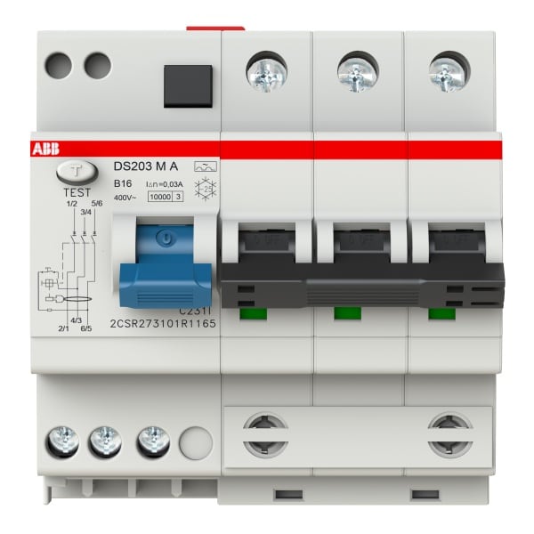 ABB - FI/LS-Schalter DS200 M - 3P - Typ A - 30 mA - 16 A - B