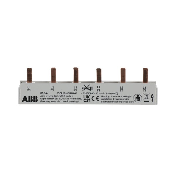 ABB - Phasenschiene 3-phasig,6 Pins,10mm2 3Ph.,6Pins,10qmm