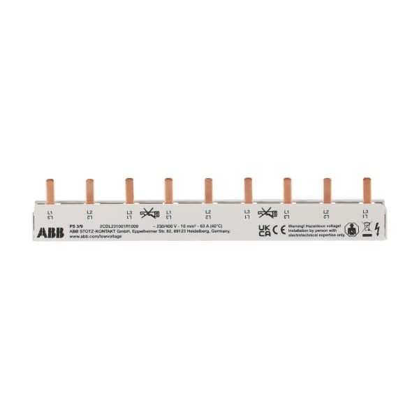 ABB - Phasenschiene 3-phasig,9 Pins,10mm2 3Ph.,9Pins,10qmm