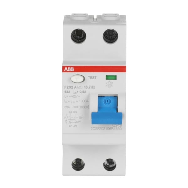 ABB - Fehlerstrom-Schutzeinricht 2-polig Typ A 63A Bemessungsfehlerstrom 500mA 16.7Hz