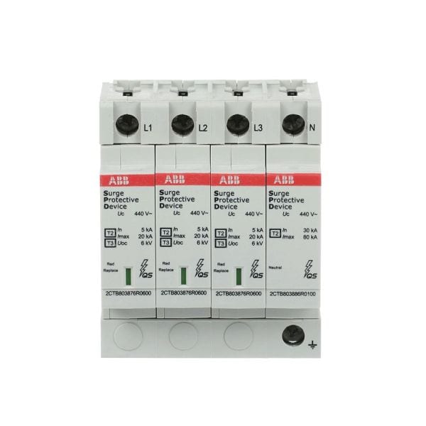 ABB - SPD Typ 2 für 400/690 V TT-3Ph. + TN-S 3P+N Imax 20kA In 5kA Up 1 4kV