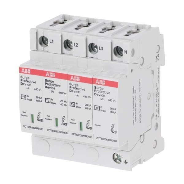 ABB - SPD Typ 2 für 400/690 V TT-3Ph. + TN-S 3P+N Imax 40kA In 20kA Up 1 8kV