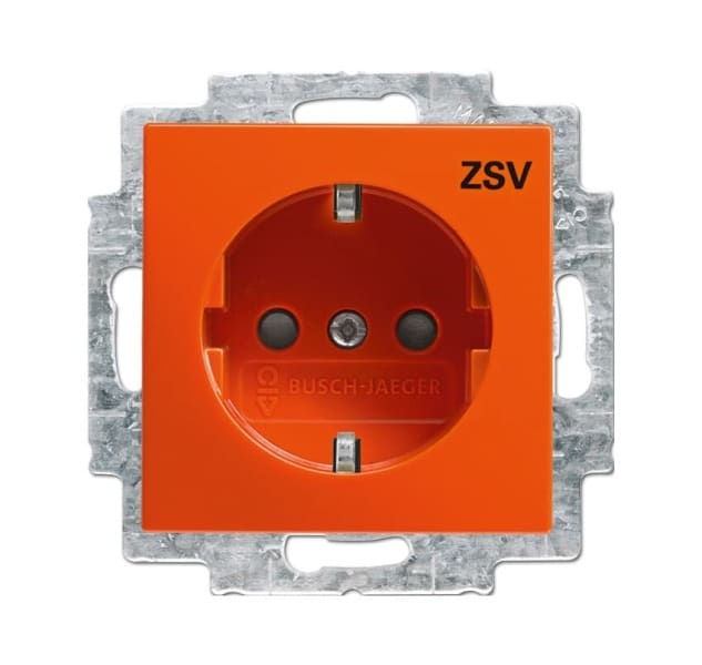 BUSCH-JAEGER - SCHUKO Steckdosen-Einsatz mit Aufdruck ZSV Safety+ orange - balance SI