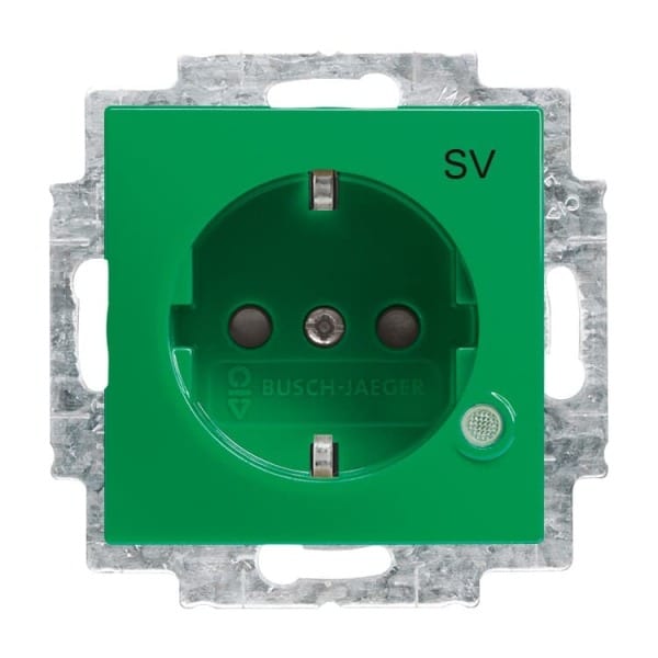 BUSCH-JAEGER - SCHUKO Steckdosen-Einsatz Safety+ SV mit Kontrolllicht grün - balance SI