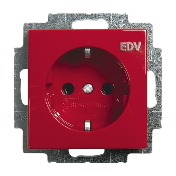 BUSCH-JAEGER - SCHUKO Steckdosen-Einsatz mit Aufdruck EDV rot - balance SI