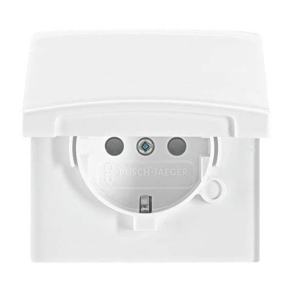 BUSCH-JAEGER - SCHUKO Steckdosen-Einsatz Safety+ mit Klappdeckel alpinweiß - Allwetter 44(IP44)
