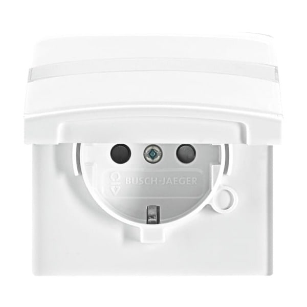 BUSCH-JAEGER - SCHUKO-Einsatz Safety+ mit Klappdeckel/Beschriftung alpinweiß Allwetter 44(IP44)