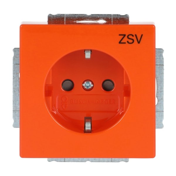 BUSCH-JAEGER - SCHUKO Steckdosen-Einsatz mit Aufdruck ZSV Safety+ orange - Plattform 63