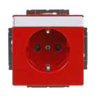 BUSCH-JAEGER - SCHUKO Steckdosen-Einsatz Safety+ mit Beschriftungsfeld rot - Plattform 63