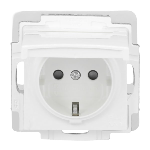 BUSCH-JAEGER - SCHUKO Steckdosen-Einsatz Safety+ mit Klappdeckel IP 44 alpinweiß - balance SI