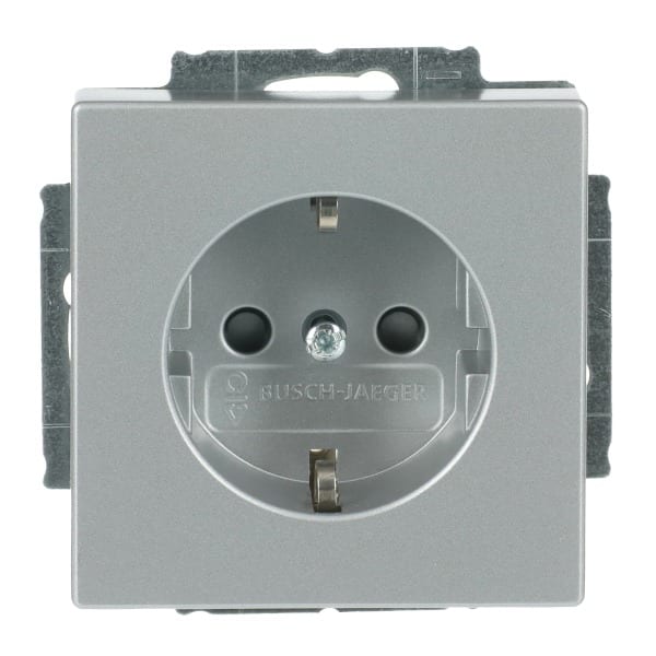 BUSCH-JAEGER - SCHUKO Steckdosen-Einsatz Safety+ mit Schraubklemmen alusilber - Plattform 63