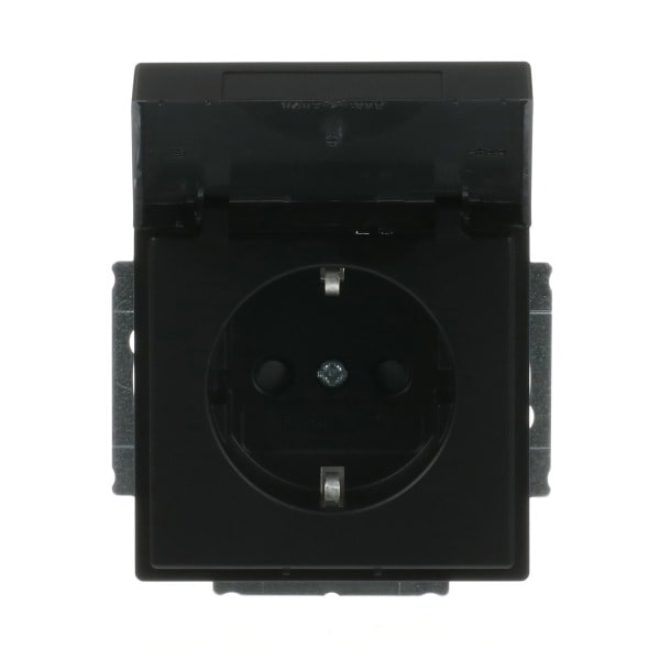 BUSCH-JAEGER - SCHUKO Steckdosen-Einsatz Safety+ mit Klappdeckel anthrazit - Plattform 63
