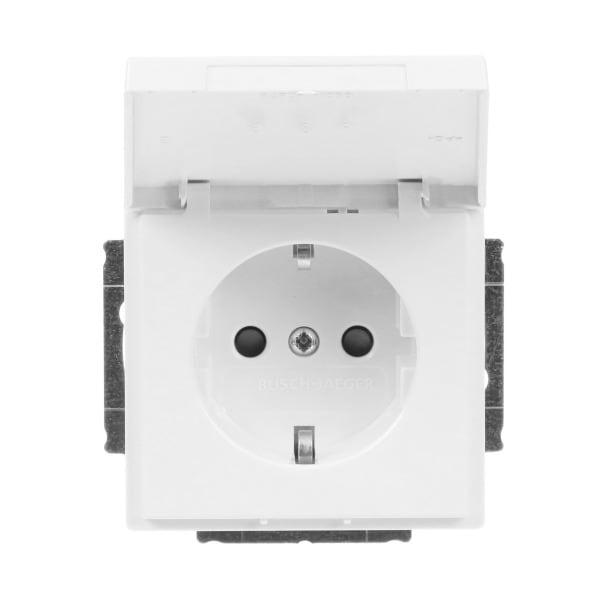 BUSCH-JAEGER - SCHUKO Steckdosen-Einsatz Safety+ mit Klappdeckel studioweiß - Plattform 63
