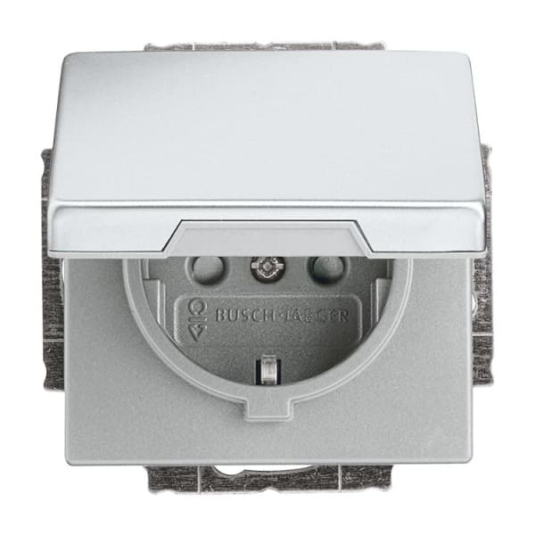 BUSCH-JAEGER - SCHUKO Steckdosen-Einsatz Safety+ mit Klappdeckel edelstahl - pur edelstahl