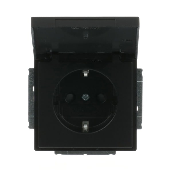BUSCH-JAEGER - SCHUKO Steckdosen-Einsatz Safety+ mit Klappdeckel schwarz matt - Plattform 63