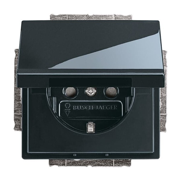 BUSCH-JAEGER - SCHUKO-Einsatz Safety+ mit Klappdeckel ohne Spreize anthrazit - Plattform 63
