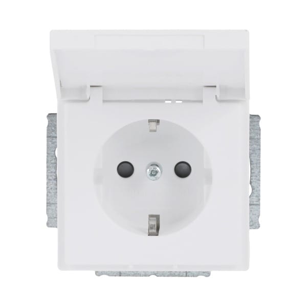 BUSCH-JAEGER - SCHUKO-Einsatz Safety+ mit Klappdeckel ohne Spreize studioweiß matt Plattform 63