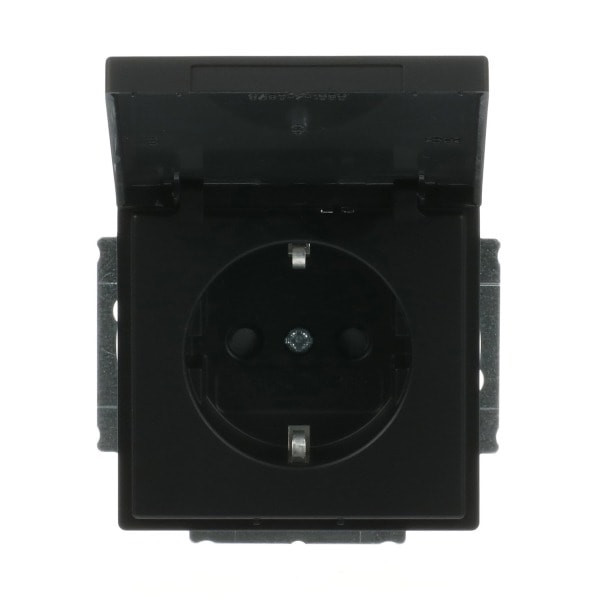 BUSCH-JAEGER - SCHUKO-Einsatz Safety+ mit Klappdeckel ohne Spreize schwarz matt - Plattform 63