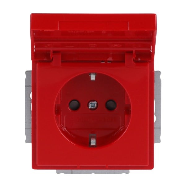 BUSCH-JAEGER - SCHUKO-Einsatz Safety+ mit Klappdeckel/Beschriftung rot - Plattform 63