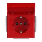 BUSCH-JAEGER - SCHUKO-Einsatz Safety+ mit Klappdeckel/Beschriftung rot - Plattform 63