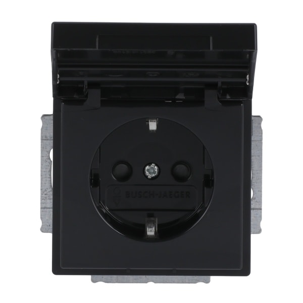 BUSCH-JAEGER - SCHUKO-Einsatz Safety+ mit Klappdeckel/Beschriftung anthrazit - Plattform 63