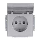BUSCH-JAEGER - SCHUKO-Einsatz Safety+ mit Klappdeckel/Beschriftung alusilber - Plattform 63