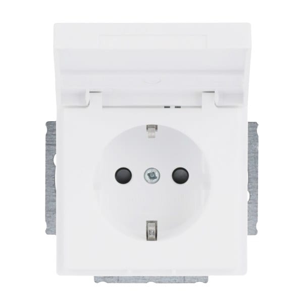 BUSCH-JAEGER - SCHUKO-Einsatz Safety+ mit Klappdeckel/Beschriftung studiow matt - Plattform 63