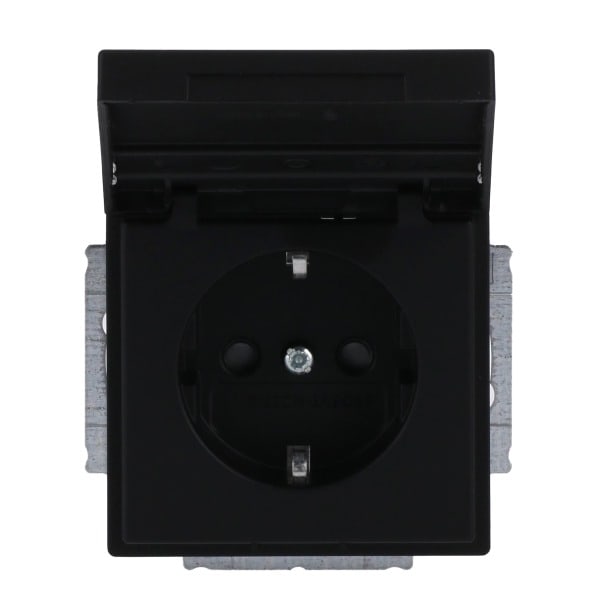 BUSCH-JAEGER - SCHUKO-Einsatz Safety+ mit Klappdeckel/Beschriftung schwarz matt - Plattform 63