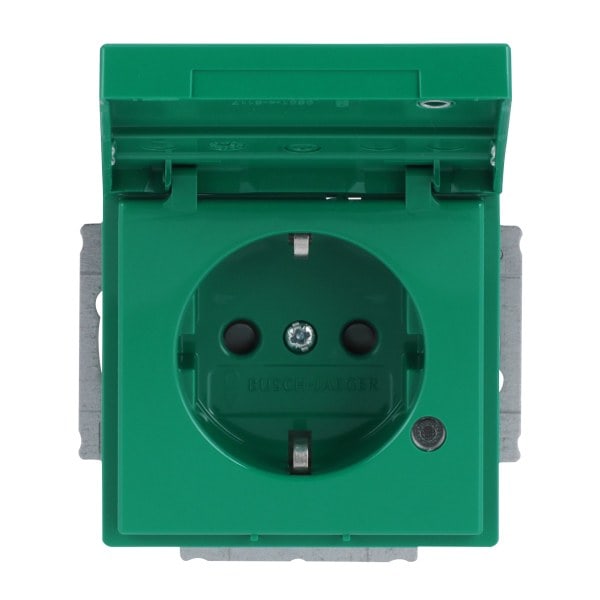 BUSCH-JAEGER - SCHUKO-Einsatz Safety+ mit Klappdeckel/Beschriftung/LED grün - Plattform 63