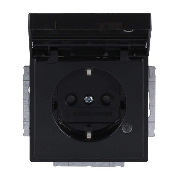BUSCH-JAEGER - SCHUKO-Einsatz Safety+ mit Klappdeckel/Beschriftung/LED anthrazit - Plattform 63