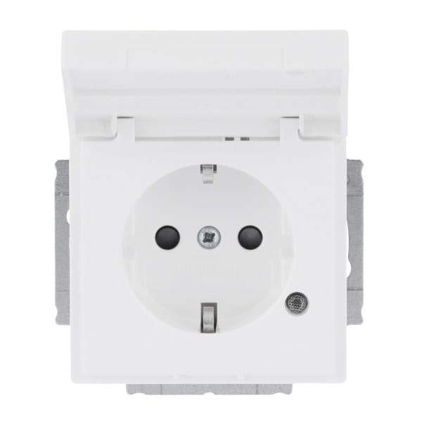 BUSCH-JAEGER - SCHUKO-Einsatz Safety+ mit Klappdeckel/Beschriftung studioweiß - Plattform 63