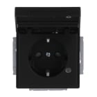 BUSCH-JAEGER - SCHUKO-Einsatz Safety+mit Klappdeckel/Beschriftung/LED schwarz matt-Plattform 63
