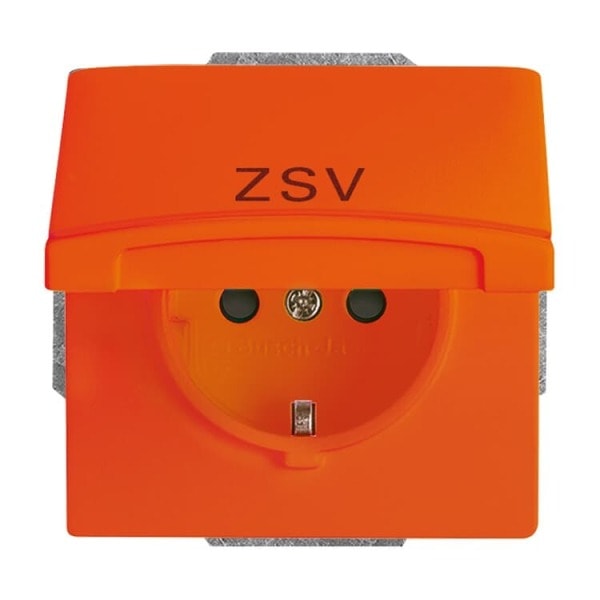 BUSCH-JAEGER - SCHUKO Einsatz Aufdruck ZSV Safety+ mit Klappdeckel orange - Allwetter 44(IP44)