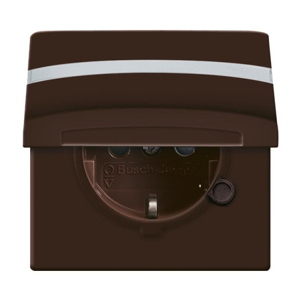BUSCH-JAEGER - SCHUKO-Einsatz Safety+ mit Klappdeckel/Beschriftung braun - Allwetter 44 (IP44)