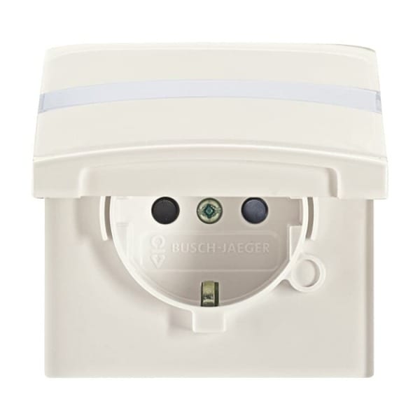 BUSCH-JAEGER - SCHUKO-Einsatz Safety+ mit Klappdeckel/Beschriftung weiß - Allwetter 44 (IP44)